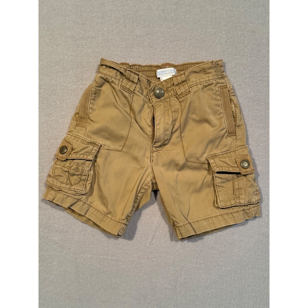 Old Navy Boys 3T Khaki Cargo Shorts Tan Utility Pockets Adjustable Waist
